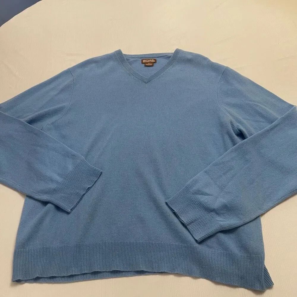 MICHAEL Michael Kors Men’s Blue 100% Cashmere V Neck Sweater Size XL